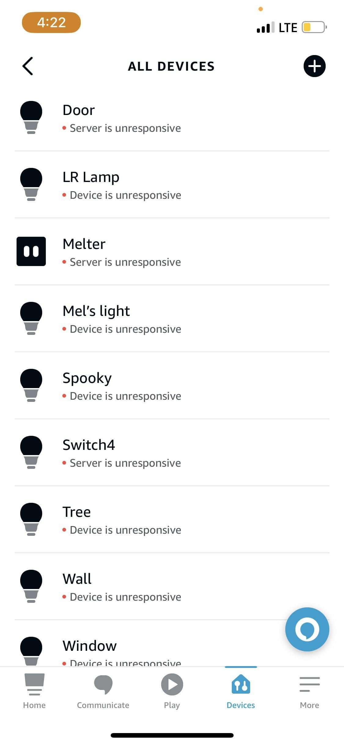 Alexa Says Device Unresponsive